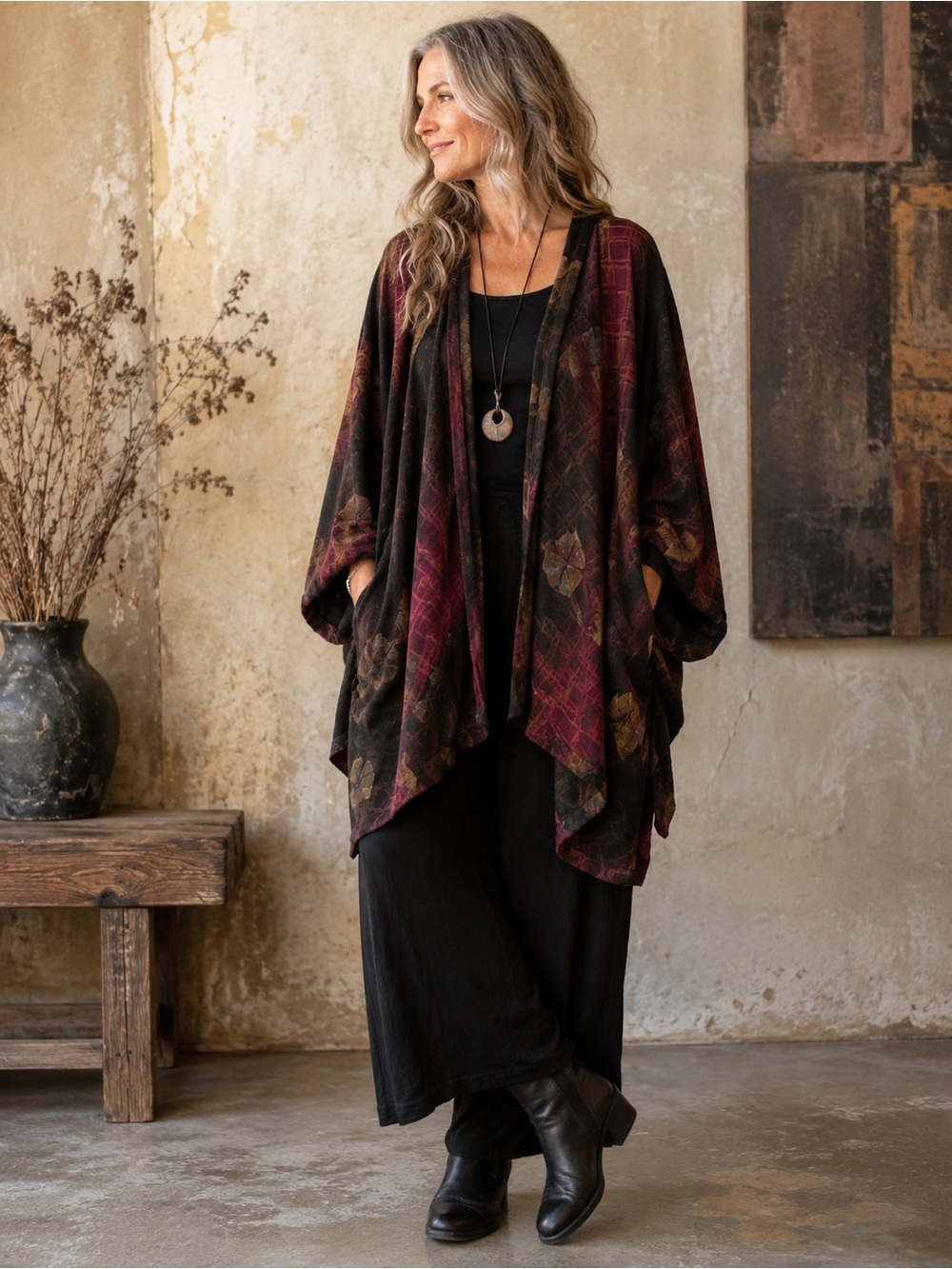 Vintage Cynthia Wayne Gaffield Art to Wear Kimono Jacket Lagenlook Boho